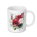 Floral Mug, Roses Mug, Watercolor Mug, Flower Mug, Gift Mug, Beautiful Mug, Botanical Mug, Coffee Lover Mug, Tea Mug, Unique Design Mug - Tawshia