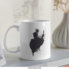 Elegant Samurai Silhouette Print on White Mug product