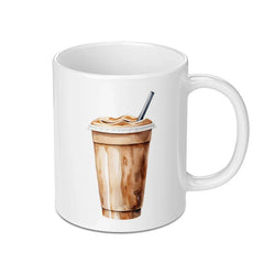 Iced Coffee Mug, Frappe Mug, Watercolor Coffee Cup, Coffee Lover Gift, Caffeine Addict Mug, Drinkware, Beverage Mug, Novelty Mug - Tawshia