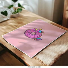 Unicorn Donut Photographic Prints, Cute Food Art, Kawaii Decor, Playful Prints, Sweet Treat Art, Pastel Pink Art, Kids Room Decor - Tawshia