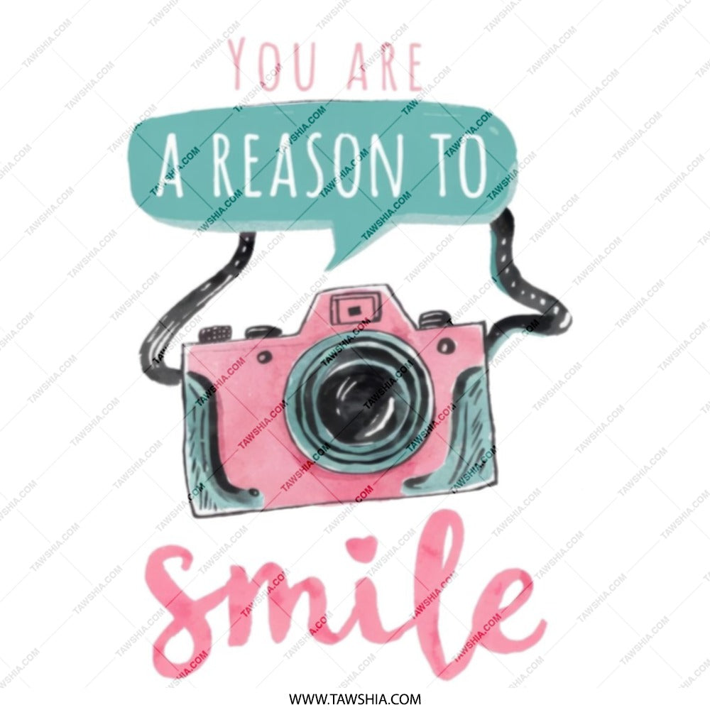 Reason to Smile Tote Bag, Cute Camera Design, Inspirational Quote, Everyday Carry Bag, Photographer Gift, Trendy Tote - Tawshia