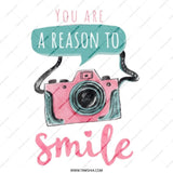 Reason to Smile Tote Bag, Cute Camera Design, Inspirational Quote, Everyday Carry Bag, Photographer Gift, Trendy Tote - Tawshia