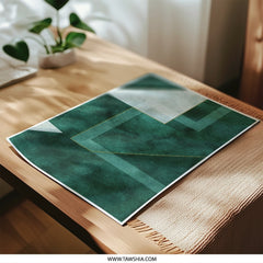 Emerald Geometric Photographic Print, Abstract Wall Art, Modern Home Decor, Minimalist Art Print, Emerald Green and Gold Art Print - Tawshia