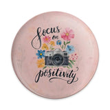 Focus on Positivity Pinback Button, Camera Floral Button, Motivational Badge, Positive Vibes Pin, Cute Button, Aesthetic Pinback Button - Tawshia