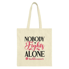Nobody Fights Alone Tote Bag, Cancer Awareness Tote, Support Gift, Charity Event Bag, Inspirational Tote, Ribbon Design Tote Bag - Tawshia