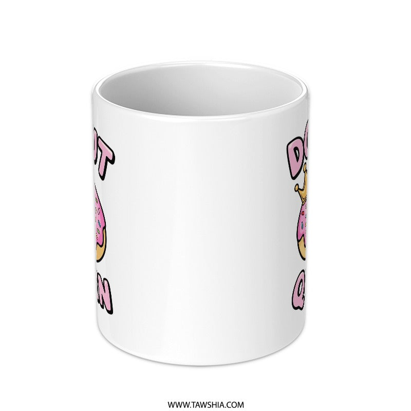 Donut Queen Mug, Funny Foodie Gift, Dessert Lover Mug, Cute Crown Design, Novelty Mug, Coffee Mug, Tea Cup, Gift for Her - Tawshia