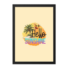 Hello Sunshine Framed Wall Art, Beach Decor, Summer Vibes Art, Happy Sun Print, Tropical Wall Hanging, Colorful Wall Art - Tawshia