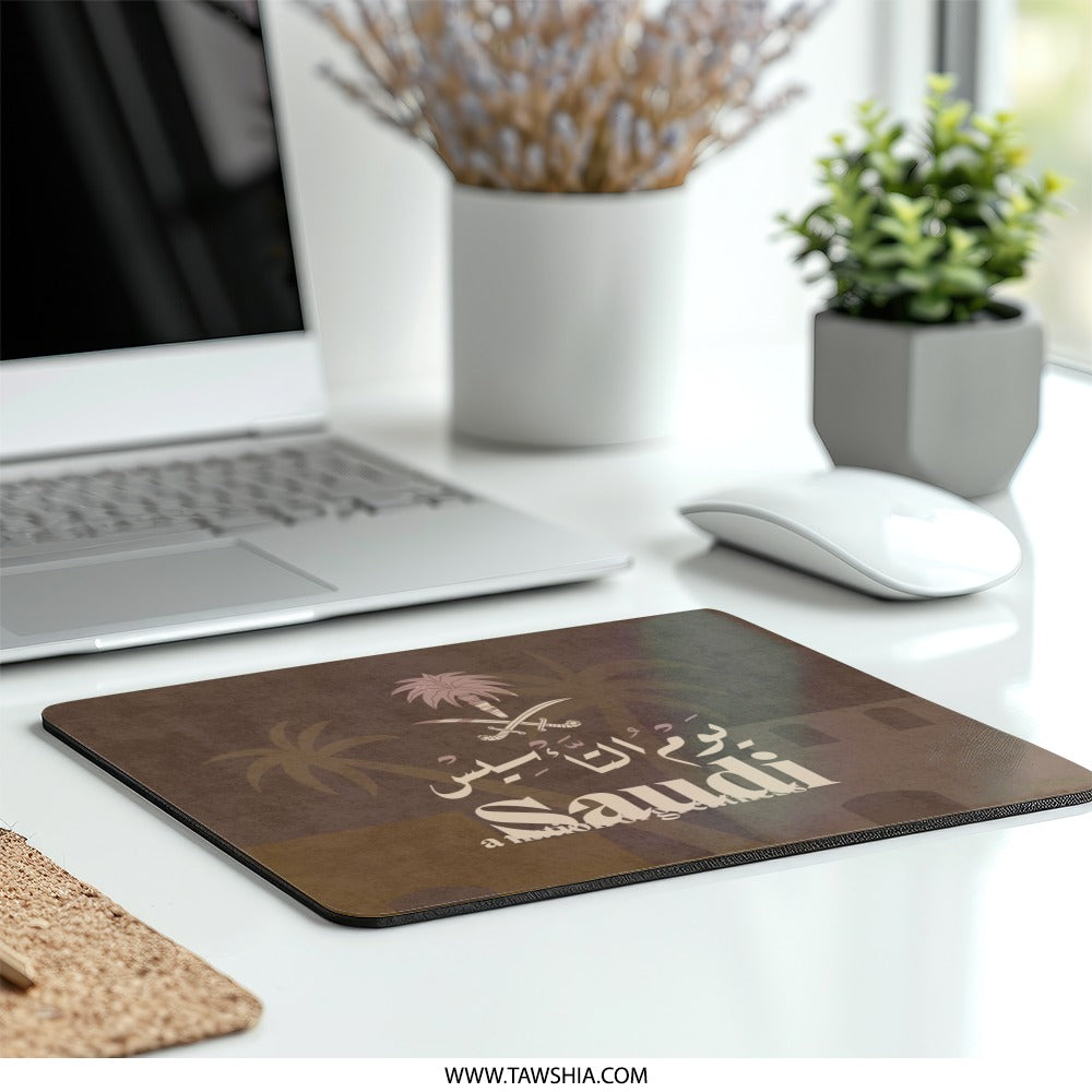 Saudi National Day Mouse Pad, Saudi Arabia, Palm Trees, Arabic Calligraphy, Kingdom of Saudi Arabia Mousepad - Tawshia