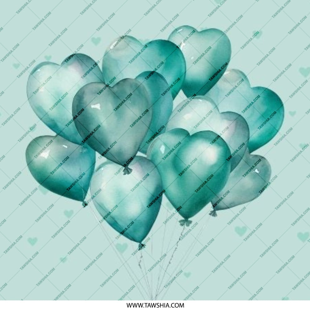 Heart Balloons Pinback Button, Teal Balloons Button, Love Balloons Pin, Cute Celebration Button, Balloons Gift - Tawshia