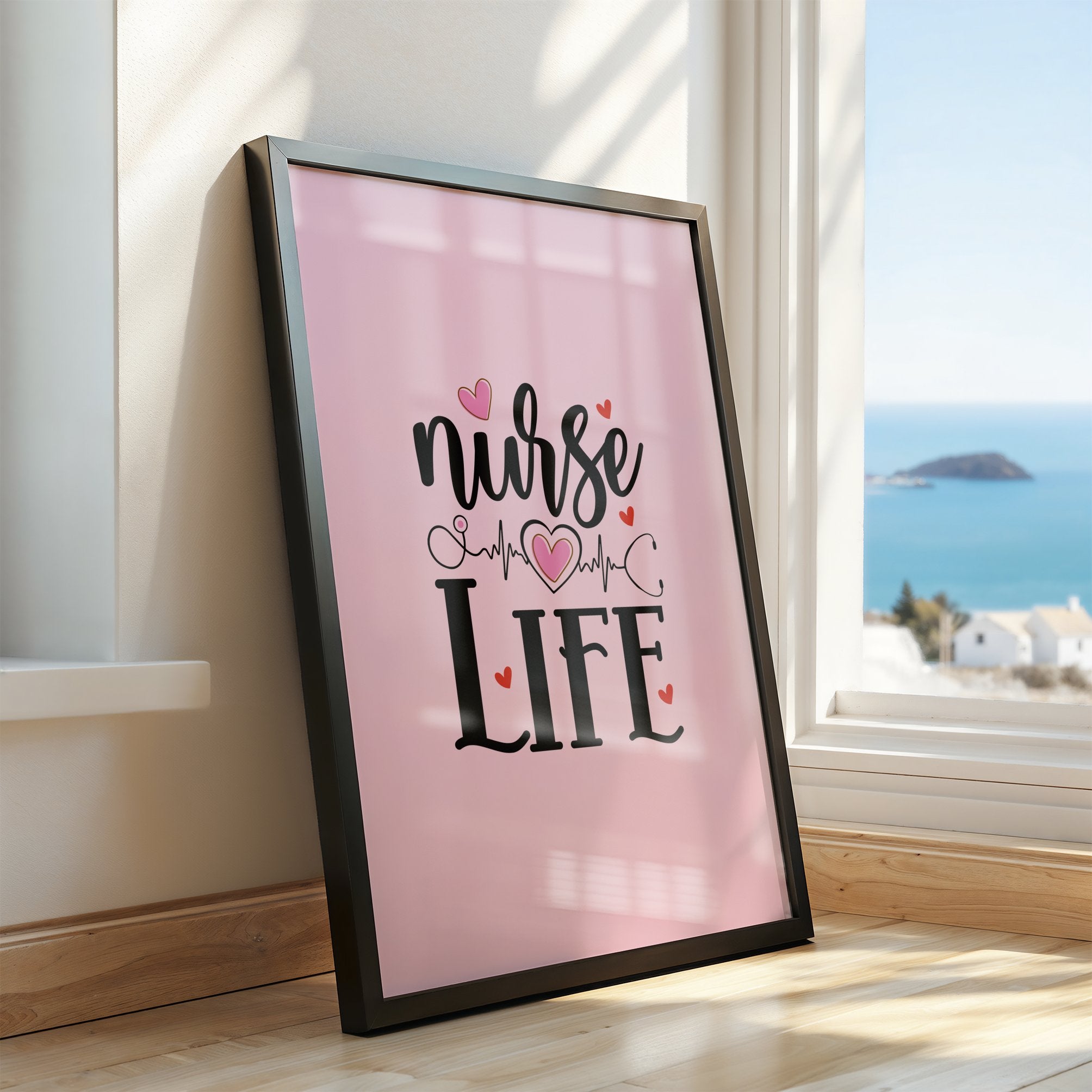 Pink Nurse Life Heartbeat Art Decor Product
