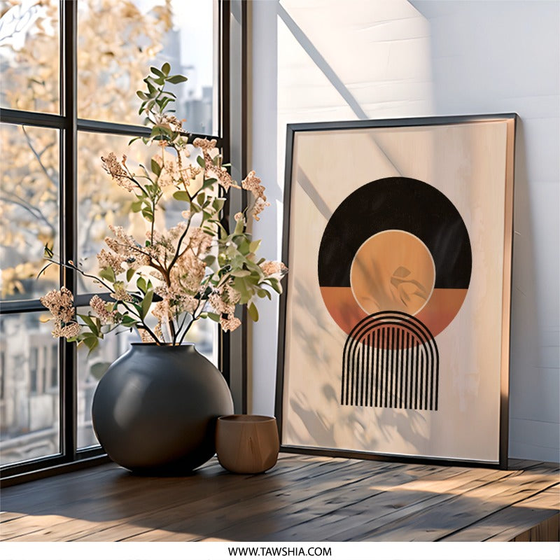 Modern Geometric Wall Art, Abstract Circle Print, Minimalist Artwork, Home Decor, Contemporary Design - Tawshia