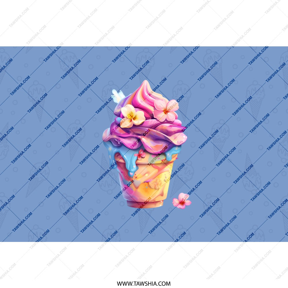 Ice Cream Tumbler, Floral Tumbler, Pastel Colors Tumbler, Dessert Lover Gift, Fun Drinkware, Cute Tumblers, Novelty Tumbler - Tawshia