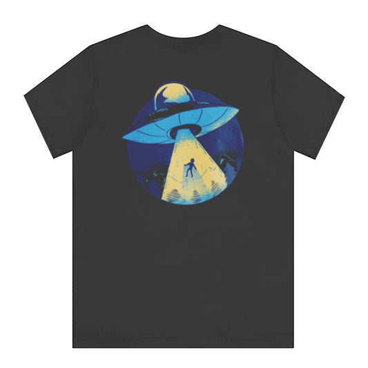 UFO Abduction Graphic on Casual Black T-Shirt product type
