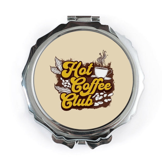 Hot Coffee Club Pocket Mirror, Cafe Lover Gift, Coffee Addict Present, Cute Handbag Mirror, Makeup Mirror, Trendy Pocket Mirror - Tawshia