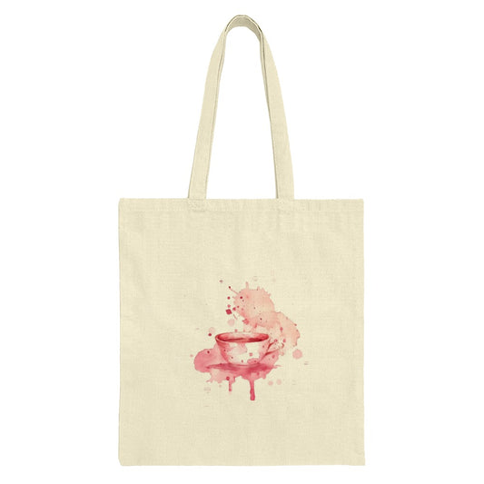 Watercolor Teacup Tote Bag, Coffee Lover Gift, Artistic Design Bag, Aesthetic Tote Bag, Cute Carryall, Reusable Shopping Bag - Tawshia