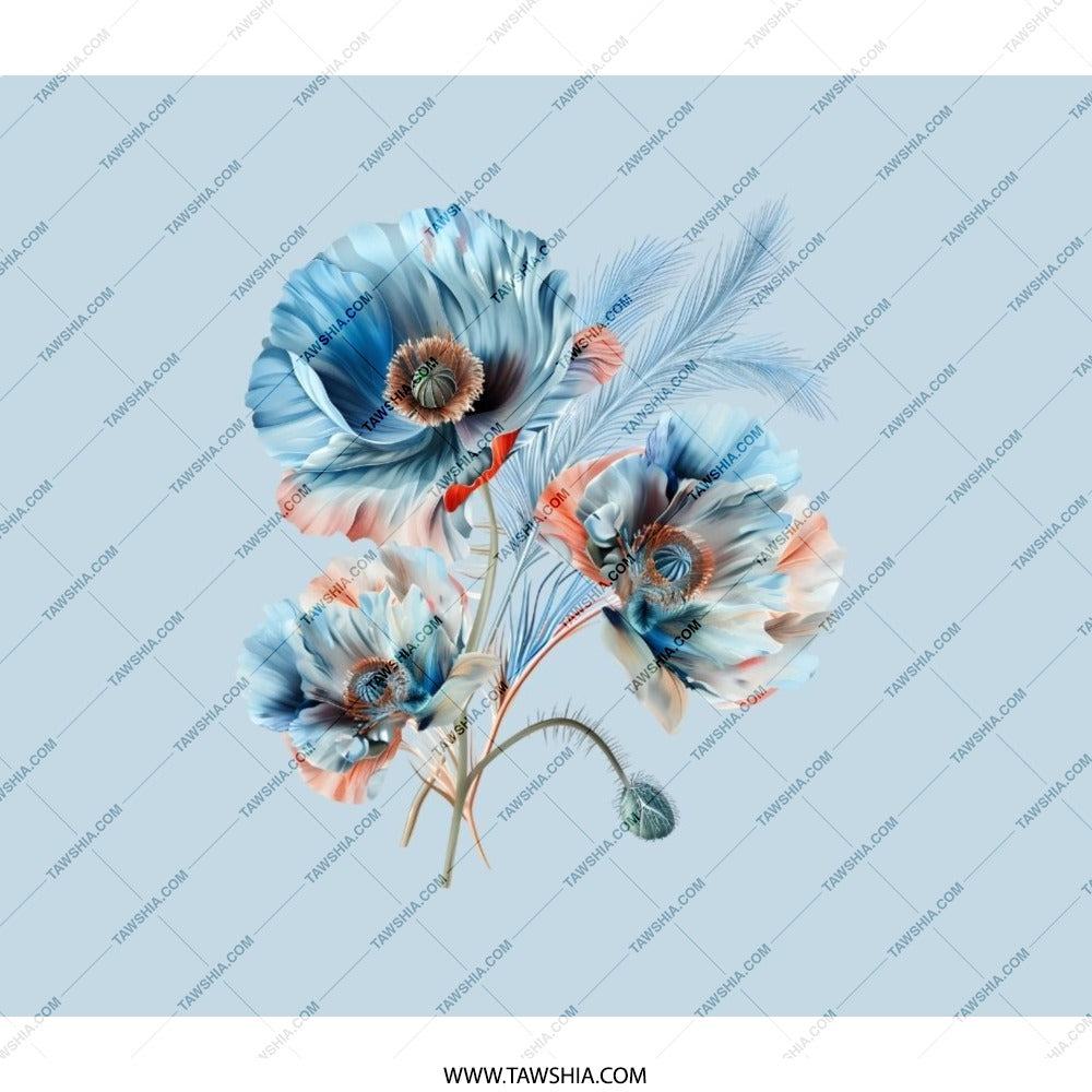 Blue Poppy Flower Backpack, Floral Print Rucksack, Botanical Design Daypack, Stylish School Backpack, Travel Backpack, Gift Idea - Tawshia