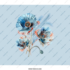 Blue Poppy Flower Backpack, Floral Print Rucksack, Botanical Design Daypack, Stylish School Backpack, Travel Backpack, Gift Idea - Tawshia