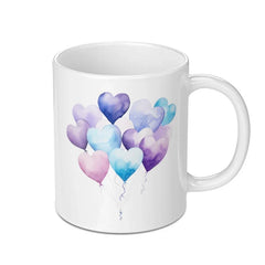 Heart Balloons Mug, Watercolor Heart Art, Unique Coffee Mug, Love Gift Idea, Valentine's Day Gift, Cute Mug SKU: MG10004214 - Tawshia