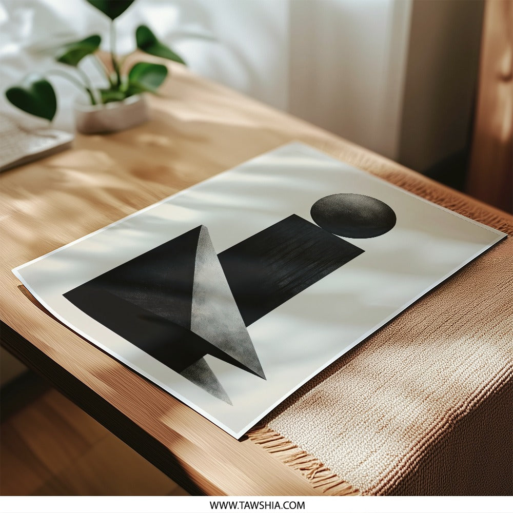 Abstract Shapes Photographic Print, Modern Art Print, Minimalist Wall Decor, Geometric Print, Black and White Photo Art - Tawshia