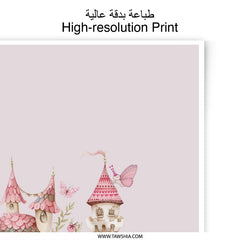 Pink Castle Photographic Prints, Fantasy Art, Butterfly Decor, Fairytale Prints, Magical Kingdom, Girls Room Decor, Dreamy Aesthetic - Tawshia