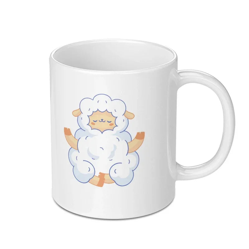Adorable Sleeping Sheep Design on White Mug product