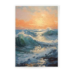 Ocean Waves Photographic Print, Sunset Seascape Photo, Coastal Art Print, Beach Wall Decor, Impressionist Style, Home Decor - Tawshia