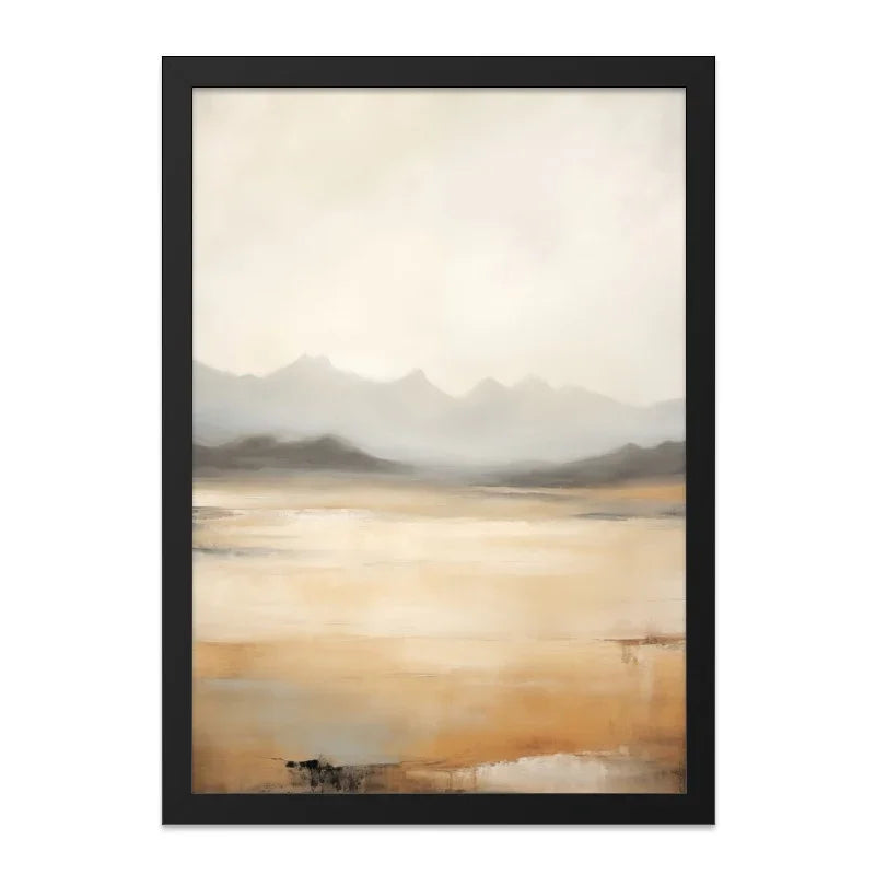 Abstract Landscape Wall Art, Mountain Range Painting, Beige and Gray Art Print, Modern Home Decor, Serene Wall Decor - Tawshia