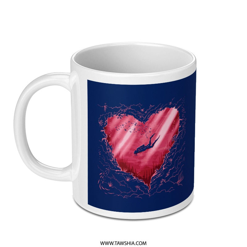 Diver and Heart Design Printed Mug product