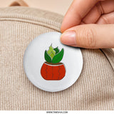 Succulent Pinback Button, Cute Potted Plant Flair, Unique Nature Lover Gift, Cool Accessories, Trendy Botanical Badges, Plant Mom Pin - Tawshia
