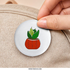 Succulent Pinback Button, Cute Potted Plant Flair, Unique Nature Lover Gift, Cool Accessories, Trendy Botanical Badges, Plant Mom Pin - Tawshia