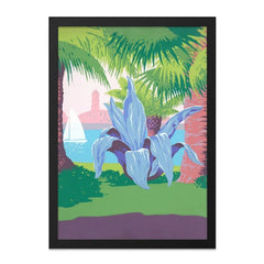 Tropical Wall Art, Coastal Print, Palm Tree Scene, Agave Plant Art, Sailboat Art, Summer Decor, Vacation Vibes Wall Decor - Tawshia