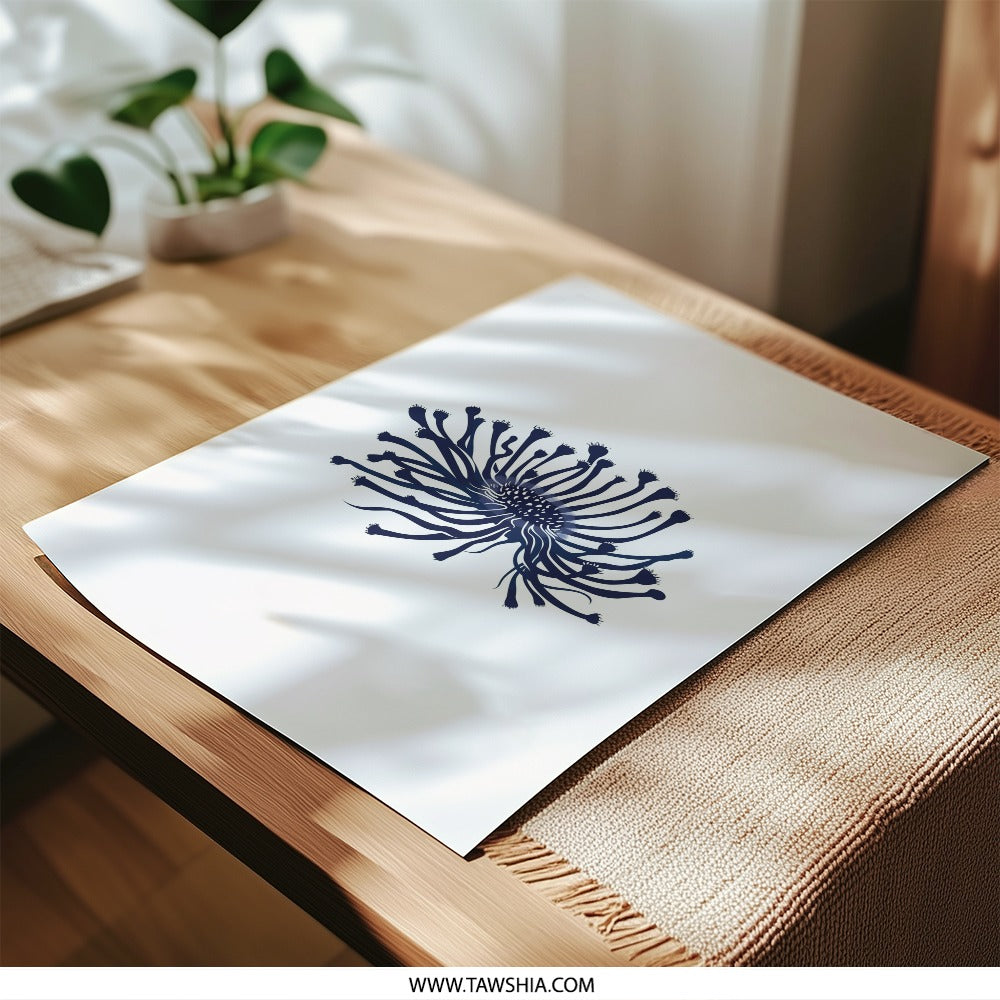 Blue Anemone Flower Photographic Print, Unique Floral Art, Modern Home Decor, Minimalist Wall Art, Nature Inspired Gift - Tawshia