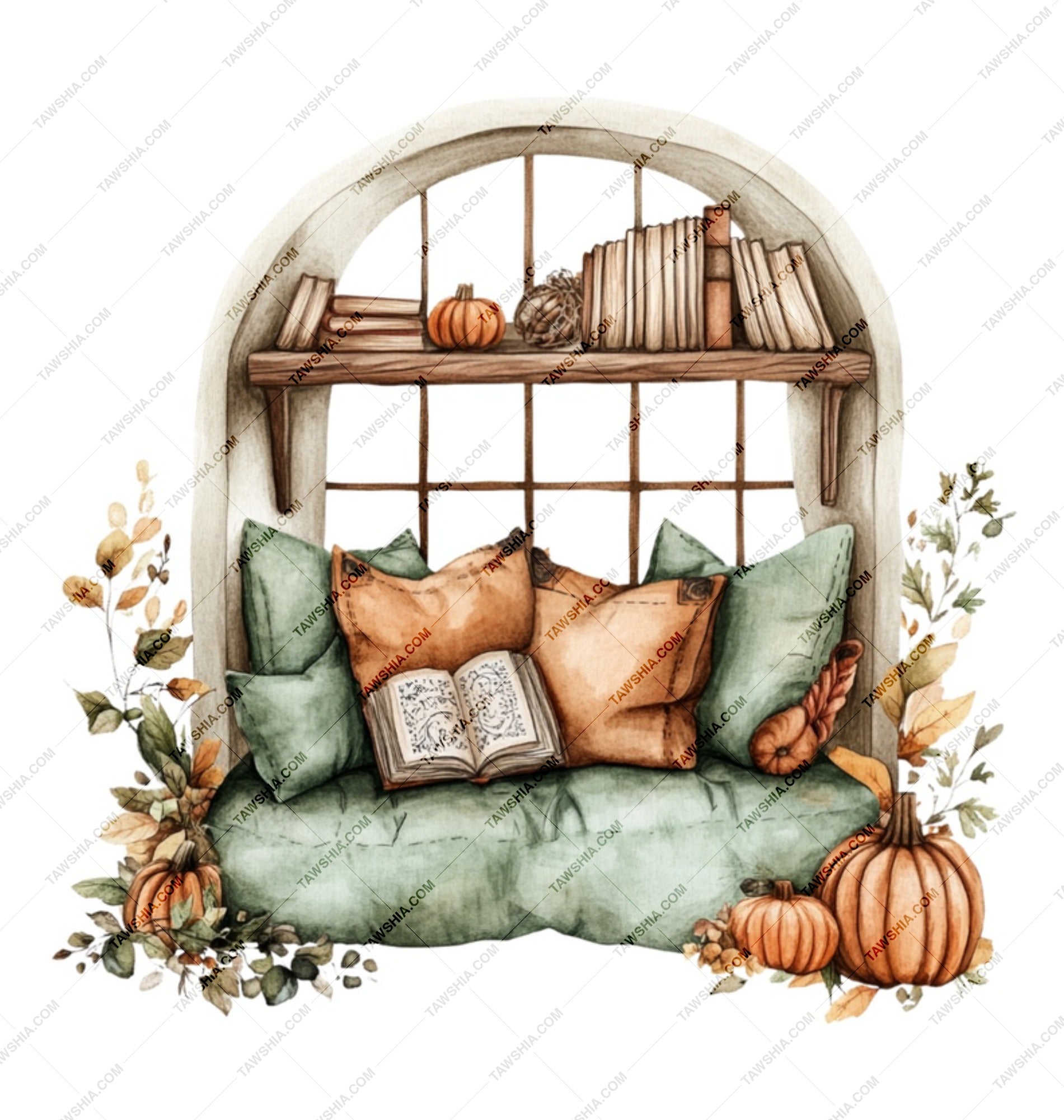 Cozy Reading Nook Mug, Fall Decor, Autumn Vibes, Pumpkin Spice, Book Lover Gift, Window Seat Mug, Literary Mug, Home Decor, Warm Drink Mug - Tawshia
