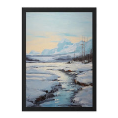 Winter Mountain Wall Art, Snow Landscape Art Print, Winter Scene Painting, Snowy Mountain Artwork, Home Decor Wall Art - Tawshia