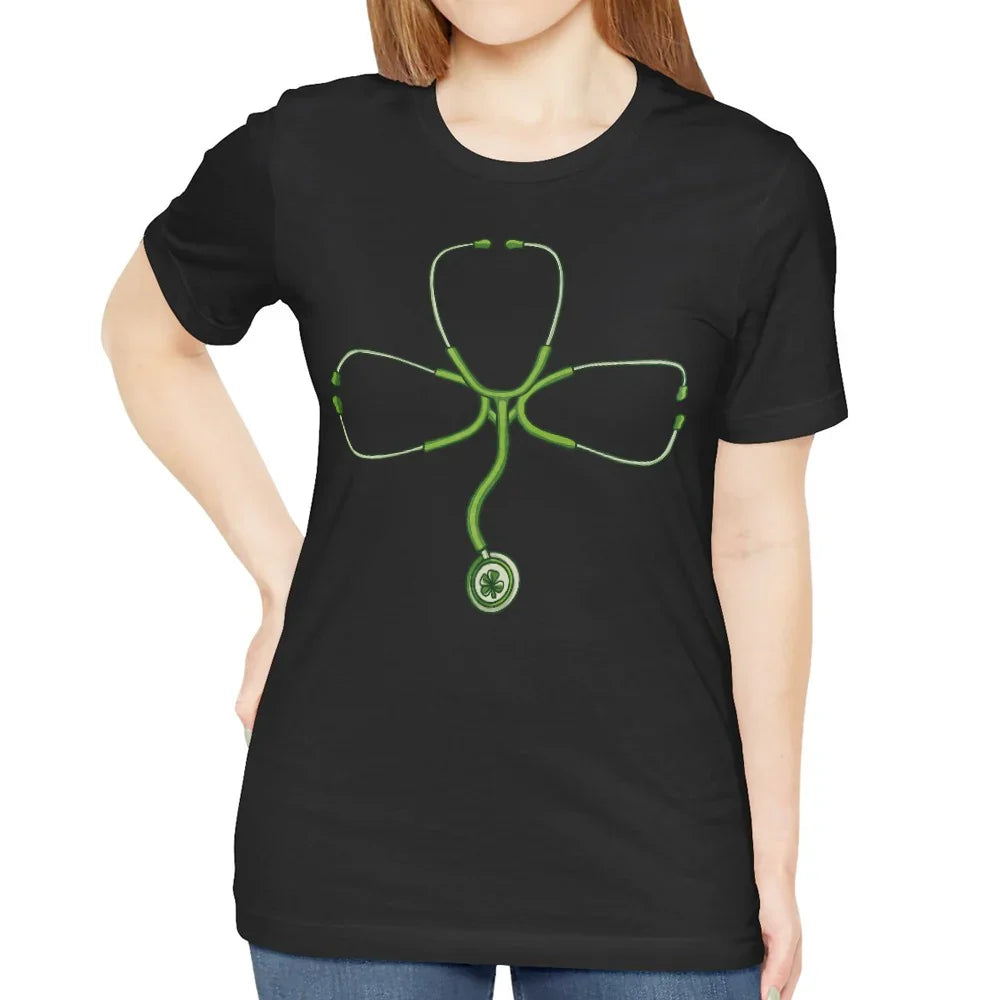 Stethoscope Shaped Shamrock Design T-Shirt product