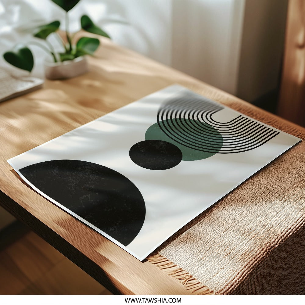 Modern Abstract Art Photographic Print, Geometric Circle Wall Decor, Minimalist Home Art, Scandinavian Design, Trendy Poster - Tawshia