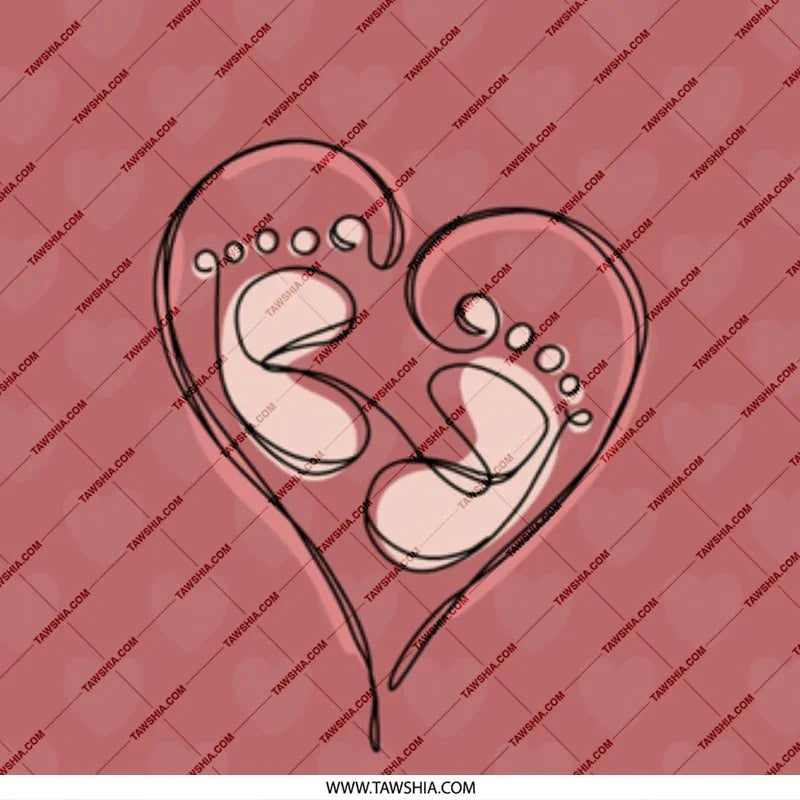 Heart Shaped Footprint Love Design on Red Background product