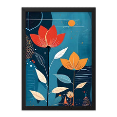 Floral Wall Art, Abstract Flowers Print, Botanical Art, Modern Wall Decor, Home Decor, Flower Illustration, Red Orange Floral Art - Tawshia