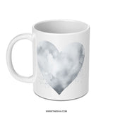 Gray Heart Mug, Watercolor Heart, Love Mug, Anniversary Gift, Coffee Mug, Tea Mug, Valentine's Day Gift, Heart Cup, Unique Mug, Gift Idea - Tawshia