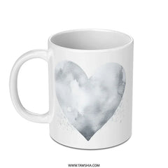 Gray Heart Mug, Watercolor Heart, Love Mug, Anniversary Gift, Coffee Mug, Tea Mug, Valentine's Day Gift, Heart Cup, Unique Mug, Gift Idea - Tawshia