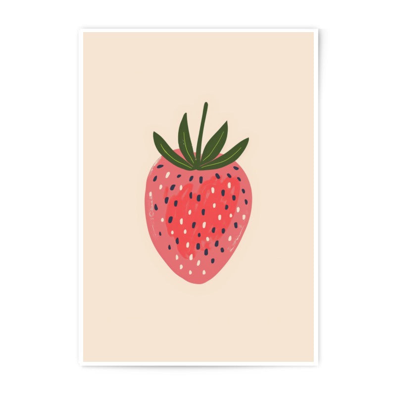 Strawberry Photographic Print, Fruit Wall Art, Kitchen Decor, Minimalist Art Print, Modern Home Decor, Whimsical Art, Berry Art - Tawshia