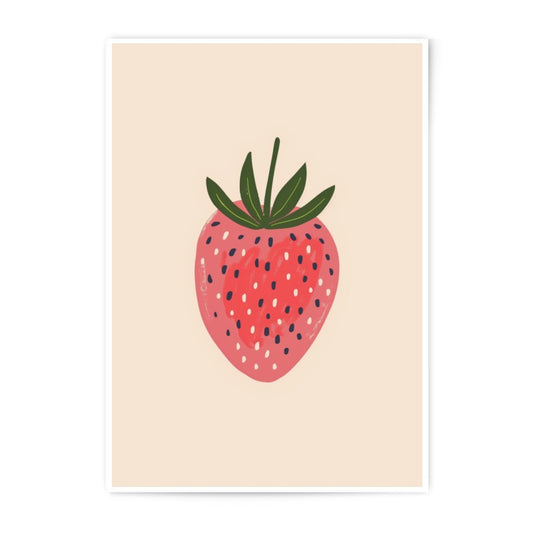Strawberry Photographic Print, Fruit Wall Art, Kitchen Decor, Minimalist Art Print, Modern Home Decor, Whimsical Art, Berry Art - Tawshia