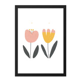 Pink Yellow Flower Wall Art, Floral Print, Minimalist Art, Scandinavian Wall Decor, Modern Art Print, Home Decor Wall Art - Tawshia