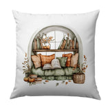 Reading Nook Pillow, Cozy Window Seat Design, Book Lover Decor, Autumn Home Accent Pillow, Literary Gift Idea - Tawshia