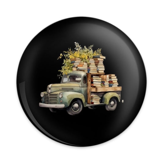 Book Truck Pinback Button, Vintage Truck Button, Book Lover Gift, Reader Button, Librarian Button, Literary Button, Cute Button - Tawshia