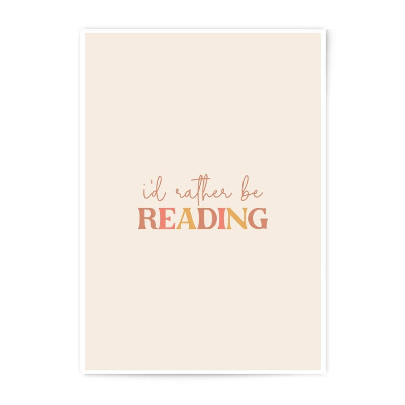 Reading Photographic Print, Book Lover Gift, Bookworm Decor, Literary Art Print, I'd Rather Be Reading Wall Art, Minimalist Home Decor - Tawshia