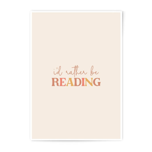 Reading Photographic Print, Book Lover Gift, Bookworm Decor, Literary Art Print, I'd Rather Be Reading Wall Art, Minimalist Home Decor - Tawshia