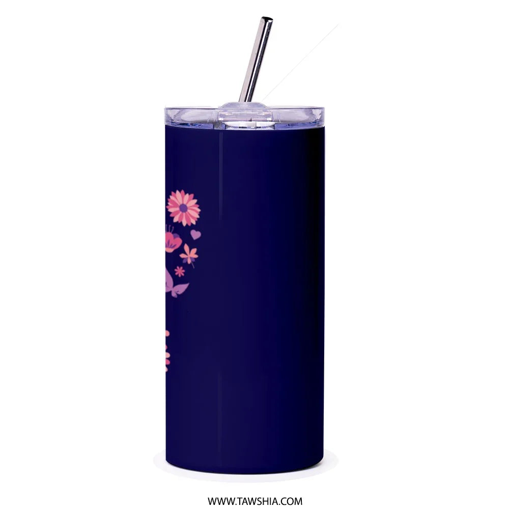 Floral Dark Blue Design Tumbler Beverage Container product