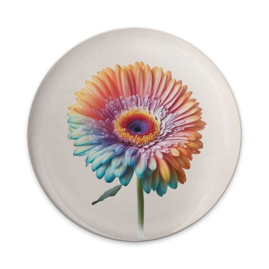 Rainbow Gerbera Daisy Pinback Button, Floral Art, Colorful Flower Pin, Unique Button, Botanical Gift, Statement Button, Trendy Accessories - Tawshia