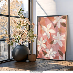 Floral Wall Art, White Flower Print, Botanical Art, Modern Home Decor, Pink Wall Decor, Flower Poster, Housewarming Gift, Living Room Art - Tawshia